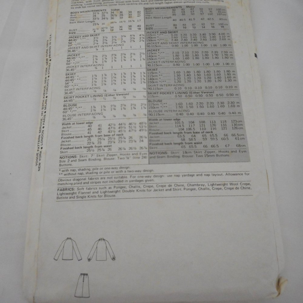 Vintage Vogue skirt Jacket cut sewing pattern 7048 - Picture 2 of 2